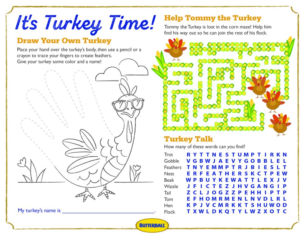 Turkey Time Activity Sheet (Printable)